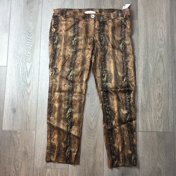 NWT Cicci Kizz Leopard Print Mid Rise Straight Leg Pants Brown Size 40 - Picture 2 of 7